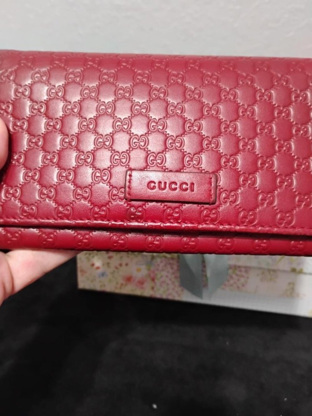 Gucci Wallet Red Micro Guccissima Continental Flap Leather Wallet EUC - Picture 9 of 12